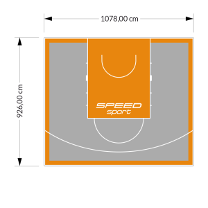 100M2/926X1078CM SZARO-POMARAŃCZOWE BOISKO DO KOSZYKÓWKI SPEEDSPORT HEXA POWER PRO