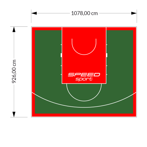 100M2/926X1078CM ZIELONO-CZERWONE BOISKO DO KOSZYKÓWKI SPEEDSPORT HEXA POWER PRO
