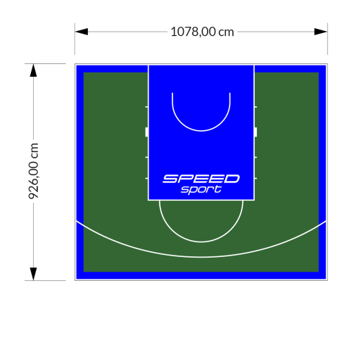 100M2/926X1078CM ZIELONO-NIEBIESKIE BOISKO DO KOSZYKÓWKI SPEEDSPORT HEXA POWER PRO