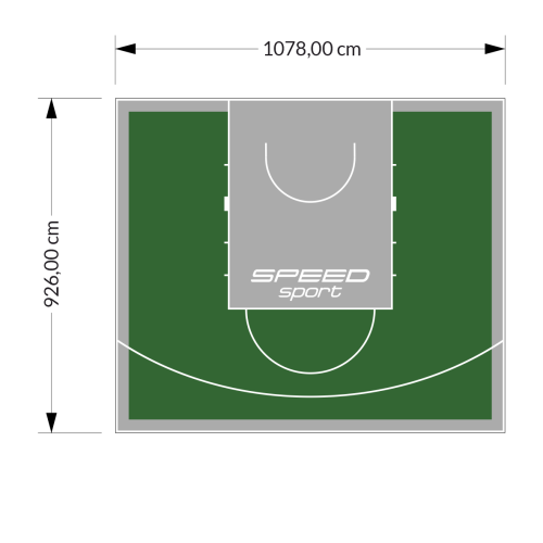 100M2/926X1078CM ZIELONO-SZARE BOISKO DO KOSZYKÓWKI SPEEDSPORT HEXA POWER PRO