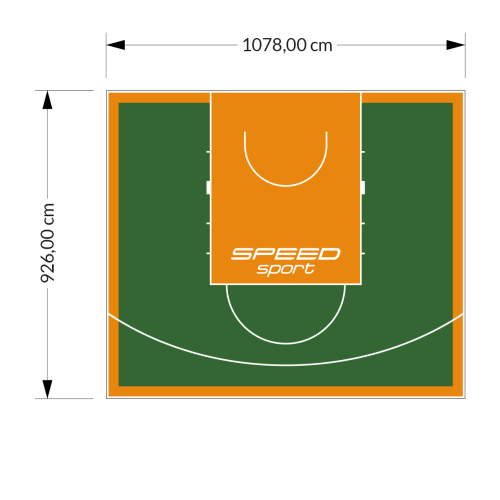 100M2/926X1078CM ZIELONO-POMARAŃCZOWE BOISKO DO KOSZYKÓWKI SPEEDSPORT HEXA POWER PRO