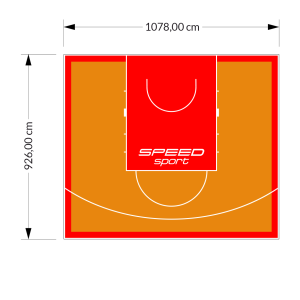 100M2/926X1078CM POMARAŃCZOWO-CZERWONE BOISKO DO KOSZYKÓWKI SPEEDSPORT HEXA POWER PRO