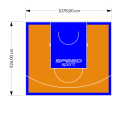 100M2/926X1078CM POMARAŃCZOWO-NIEBIESKIE BOISKO DO KOSZYKÓWKI SPEEDSPORT HEXA POWER PRO