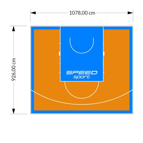100M2/926X1078CM POMARAŃCZOWO-BŁĘKITNE BOISKO DO KOSZYKÓWKI SPEEDSPORT HEXA POWER PRO
