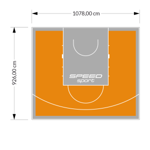 100M2/926X1078CM POMARAŃCZOWO-SZARE BOISKO DO KOSZYKÓWKI SPEEDSPORT HEXA POWER PRO