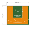 100M2/926X1078CM POMARAŃCZOWO-ZIELONE BOISKO DO KOSZYKÓWKI SPEEDSPORT HEXA POWER PRO