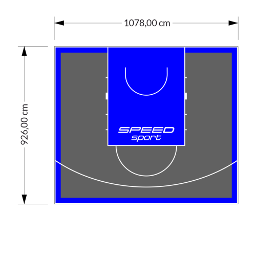 100M2/926X1078CM GRAFITOWO-NIEBIESKIE BOISKO DO KOSZYKÓWKI SPEEDSPORT HEXA POWER PRO