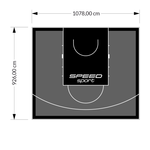 100M2/926X1078CM GRAFITOWO-CZARNE BOISKO DO KOSZYKÓWKI SPEEDSPORT HEXA POWER PRO