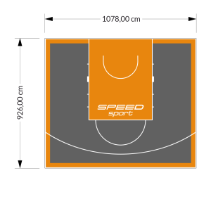 100M2/926X1078CM GRAFITOWO-POMARAŃCZOWE BOISKO DO KOSZYKÓWKI SPEEDSPORT HEXA POWER PRO