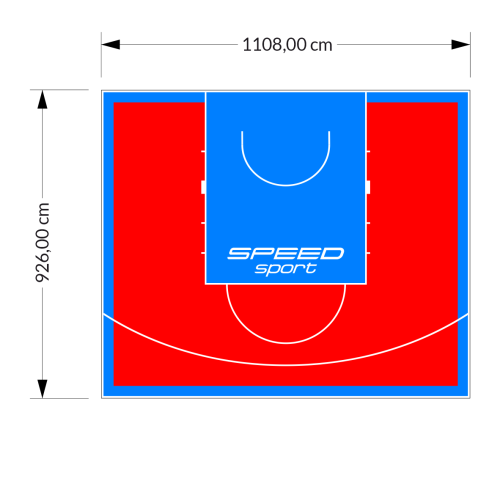 103M2/926X1108CM CZERWONO-BŁĘKITNE BOISKO DO KOSZYKÓWKI SPEEDSPORT HEXA POWER PRO