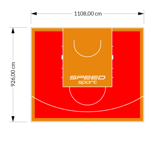 103M2/926X1108CM CZERWONO-POMARAŃCZOWE BOISKO DO KOSZYKÓWKI SPEEDSPORT HEXA POWER PRO