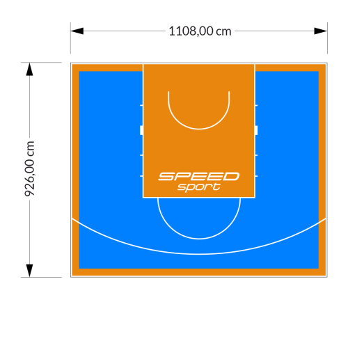 103M2/926X1108CM BŁĘKITNO-POMARAŃCZOWE BOISKO DO KOSZYKÓWKI SPEEDSPORT HEXA POWER PRO