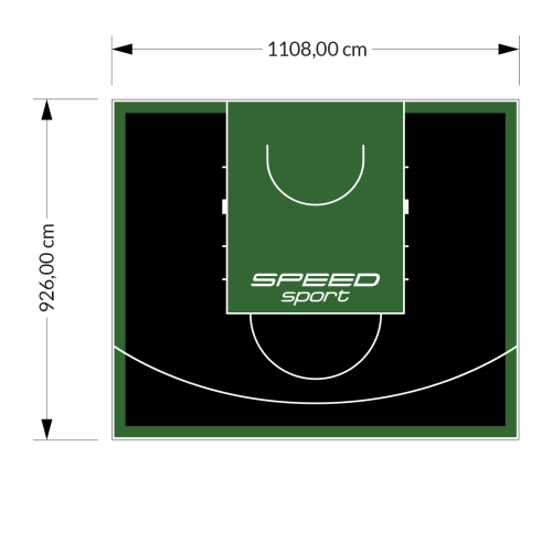 103M2/926X1108CM CZARNO-ZIELONE BOISKO DO KOSZYKÓWKI SPEEDSPORT HEXA POWER PRO