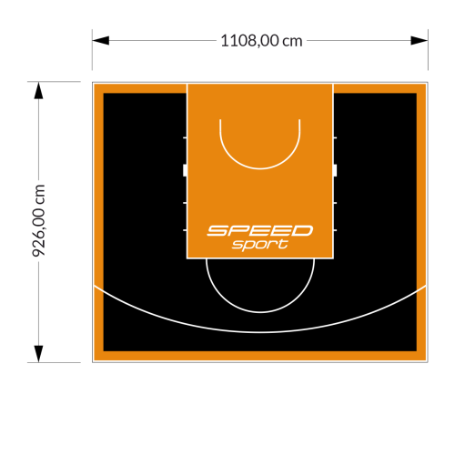 103M2/926X1108CM CZARNO-POMARAŃCZOWE BOISKO DO KOSZYKÓWKI SPEEDSPORT HEXA POWER PRO