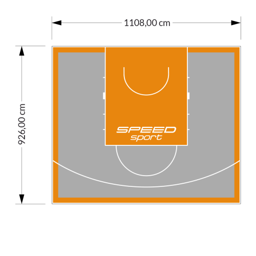 103M2/926X1108CM SZARO-POMARAŃCZOWE BOISKO DO KOSZYKÓWKI SPEEDSPORT HEXA POWER PRO