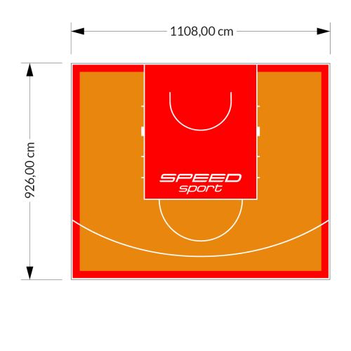 103M2/926X1108CM POMARAŃCZOWO-CZERWONE BOISKO DO KOSZYKÓWKI SPEEDSPORT HEXA POWER PRO