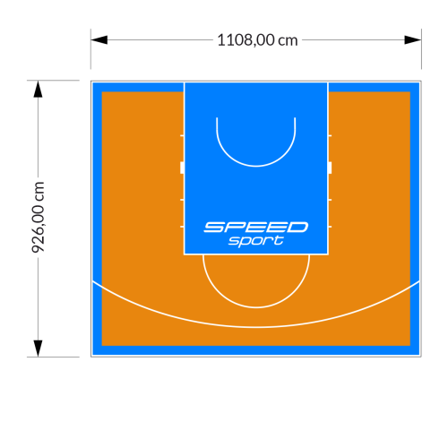 103M2/926X1108CM POMARAŃCZOWO-BŁĘKITNE BOISKO DO KOSZYKÓWKI SPEEDSPORT HEXA POWER PRO