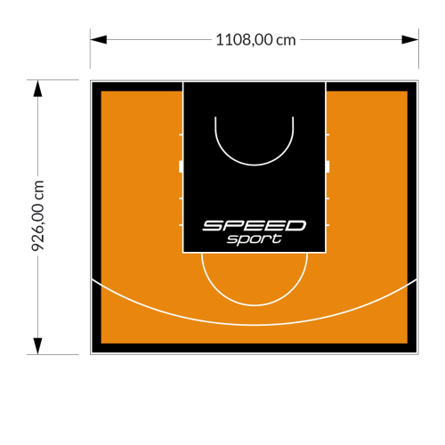 103M2/926X1108CM POMARAŃCZOWO-CZARNE BOISKO DO KOSZYKÓWKI SPEEDSPORT HEXA POWER PRO