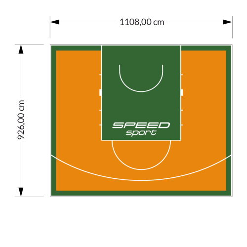 103M2/926X1108CM POMARAŃCZOWO-ZIELONE BOISKO DO KOSZYKÓWKI SPEEDSPORT HEXA POWER PRO