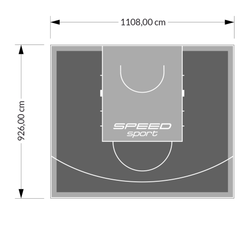 103M2/926X1108CM GRAFITOWO-SZARE BOISKO DO KOSZYKÓWKI SPEEDSPORT HEXA POWER PRO