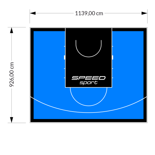 106M2/926X1139CM BŁĘKITNO-CZARNE BOISKO DO KOSZYKÓWKI SPEEDSPORT HEXA POWER PRO