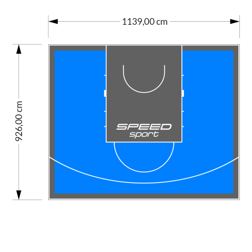 106M2/926X1139CM BŁĘKITNO-GRAFITOWE BOISKO DO KOSZYKÓWKI SPEEDSPORT HEXA POWER PRO