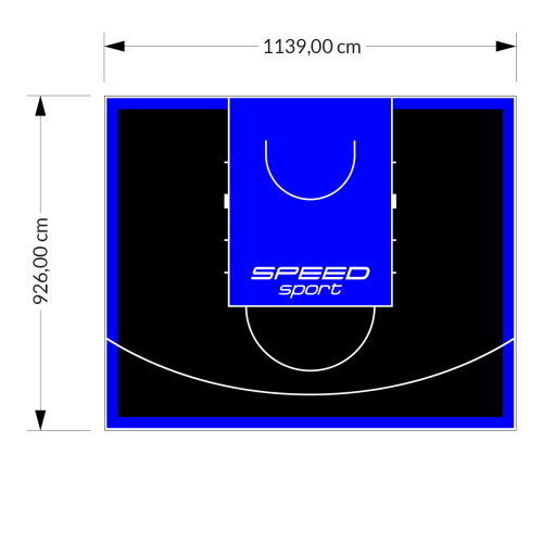 106M2/926X1139CM CZARNO-NIEBIESKIE BOISKO DO KOSZYKÓWKI SPEEDSPORT HEXA POWER PRO