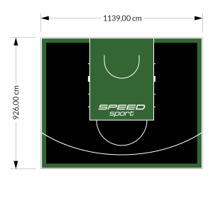 106M2/926X1139CM CZARNO-ZIELONE BOISKO DO KOSZYKÓWKI SPEEDSPORT HEXA POWER PRO