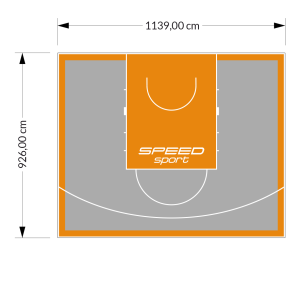 106M2/926X1139CM SZARO-POMARAŃCZOWE BOISKO DO KOSZYKÓWKI SPEEDSPORT HEXA POWER PRO