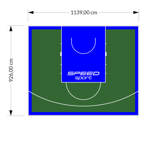 106M2/926X1139CM ZIELONO-NIEBIESKIE BOISKO DO KOSZYKÓWKI SPEEDSPORT HEXA POWER PRO