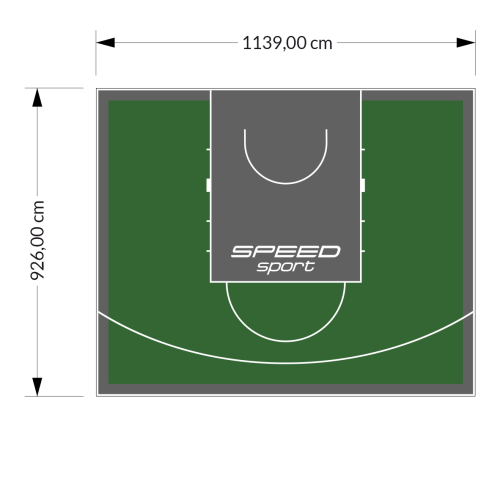 106M2/926X1139CM ZIELONO-GRAFITOWE BOISKO DO KOSZYKÓWKI SPEEDSPORT HEXA POWER PRO