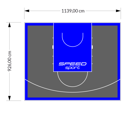 106M2/926X1139CM GRAFITOWO-NIEBIESKIE BOISKO DO KOSZYKÓWKI SPEEDSPORT HEXA POWER PRO
