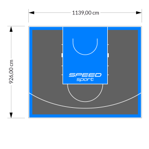 106M2/926X1139CM GRAFITOWO-BŁĘKITNE BOISKO DO KOSZYKÓWKI SPEEDSPORT HEXA POWER PRO