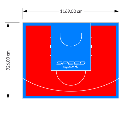 108M2/926X1169CM CZERWONO-BŁĘKITNE BOISKO DO KOSZYKÓWKI SPEEDSPORT HEXA POWER PRO
