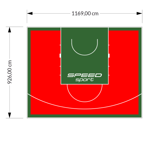 108M2/926X1169CM CZERWONO-ZIELONE BOISKO DO KOSZYKÓWKI SPEEDSPORT HEXA POWER PRO