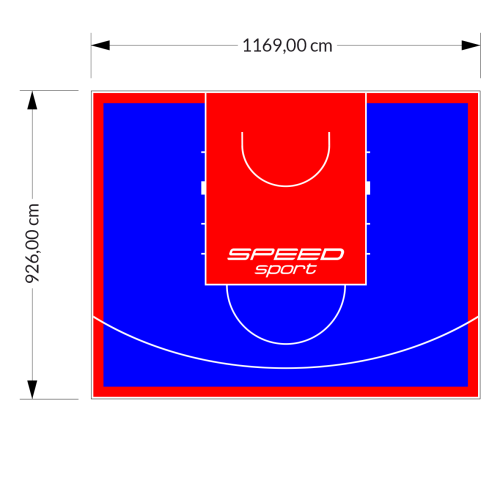 108M2/926X1169CM NIEBIESKO-CZERWONE BOISKO DO KOSZYKÓWKI SPEEDSPORT HEXA POWER PRO