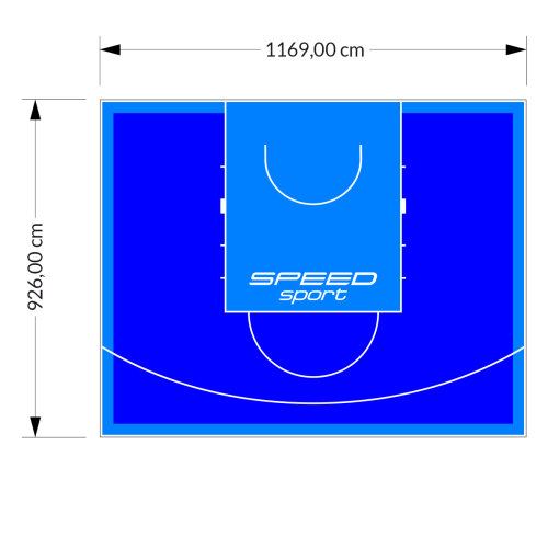 108M2/926X1169CM NIEBIESKO-BŁĘKITNE BOISKO DO KOSZYKÓWKI SPEEDSPORT HEXA POWER PRO