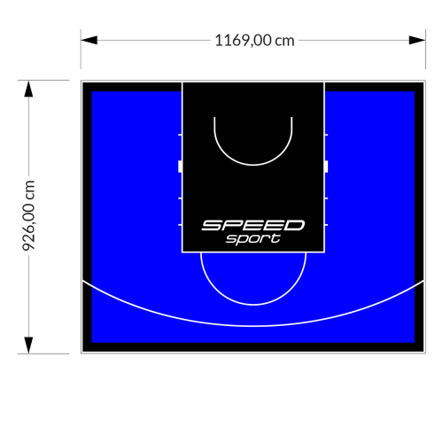 108M2/926X1169CM NIEBIESKO-CZARNE BOISKO DO KOSZYKÓWKI SPEEDSPORT HEXA POWER PRO