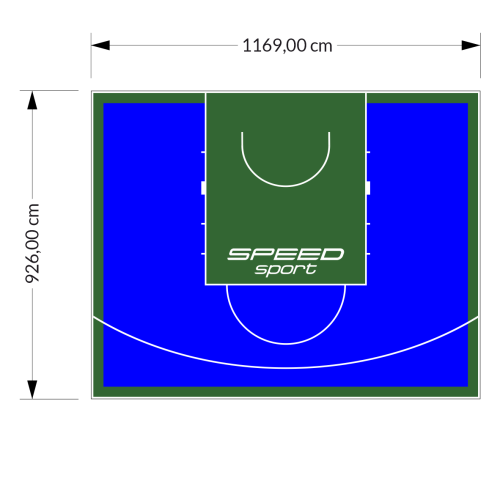 108M2/926X1169CM NIEBIESKO-ZIELONE BOISKO DO KOSZYKÓWKI SPEEDSPORT HEXA POWER PRO