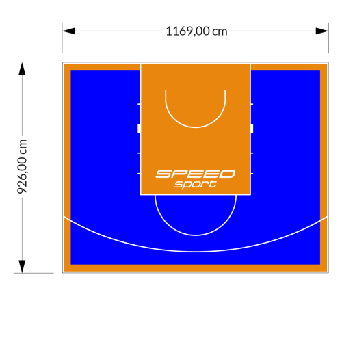 108M2/926X1169CM NIEBIESKO-POMARAŃCZOWE BOISKO DO KOSZYKÓWKI SPEEDSPORT HEXA POWER PRO