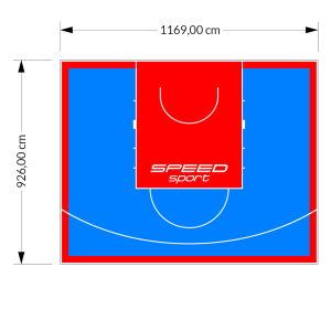 108M2/926X1169CM BŁĘKITNO-CZERWONE BOISKO DO KOSZYKÓWKI SPEEDSPORT HEXA POWER PRO