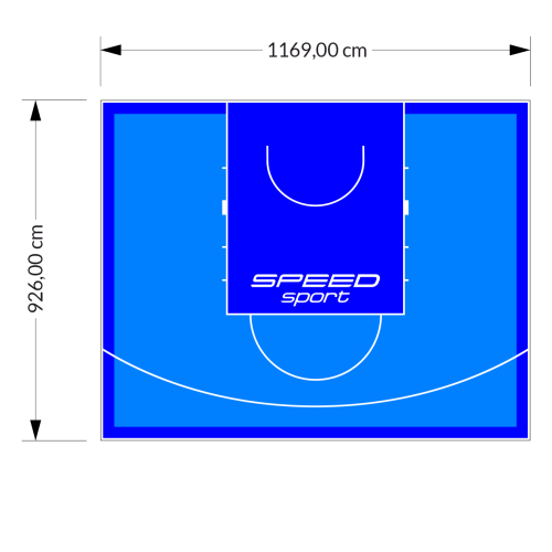 108M2/926X1169CM BŁĘKITNO-NIEBIESKIE BOISKO DO KOSZYKÓWKI SPEEDSPORT HEXA POWER PRO