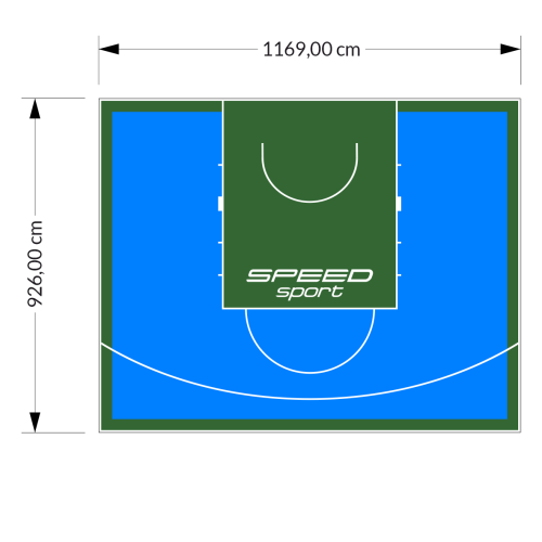 108M2/926X1169CM BŁĘKITNO-ZIELONE BOISKO DO KOSZYKÓWKI SPEEDSPORT HEXA POWER PRO