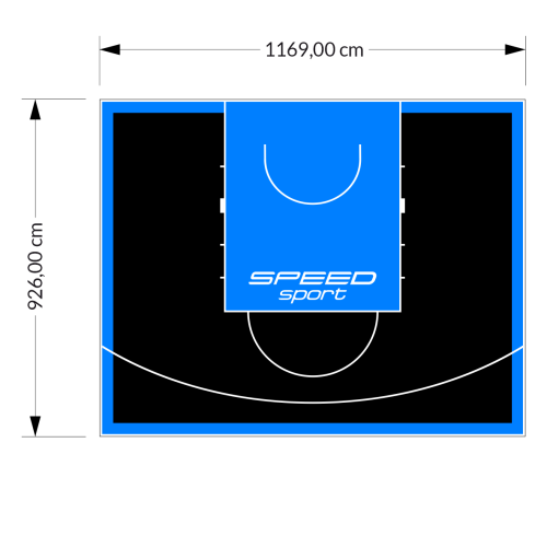 108M2/926X1169CM CZARNO-BŁĘKITNE BOISKO DO KOSZYKÓWKI SPEEDSPORT HEXA POWER PRO