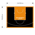 108M2/926X1169CM CZARNO-POMARAŃCZOWE BOISKO DO KOSZYKÓWKI SPEEDSPORT HEXA POWER PRO