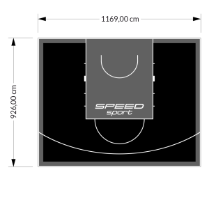 108M2/926X1169CM CZARNO-GRAFITOWE BOISKO DO KOSZYKÓWKI SPEEDSPORT HEXA POWER PRO
