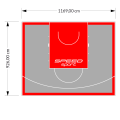108M2/926X1169CM SZARO-CZERWONE BOISKO DO KOSZYKÓWKI SPEEDSPORT HEXA POWER PRO