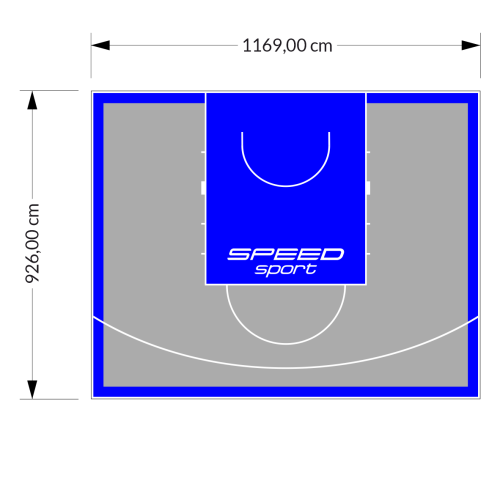 108M2/926X1169CM SZARO-NIEBIESKIE BOISKO DO KOSZYKÓWKI SPEEDSPORT HEXA POWER PRO