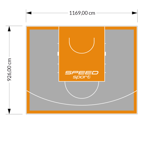 108M2/926X1169CM SZARO-POMARAŃCZOWE BOISKO DO KOSZYKÓWKI SPEEDSPORT HEXA POWER PRO