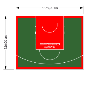 108M2/926X1169CM ZIELONO-CZERWONE BOISKO DO KOSZYKÓWKI SPEEDSPORT HEXA POWER PRO